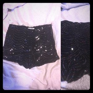 Red and blue subtle Sequin Black shorts